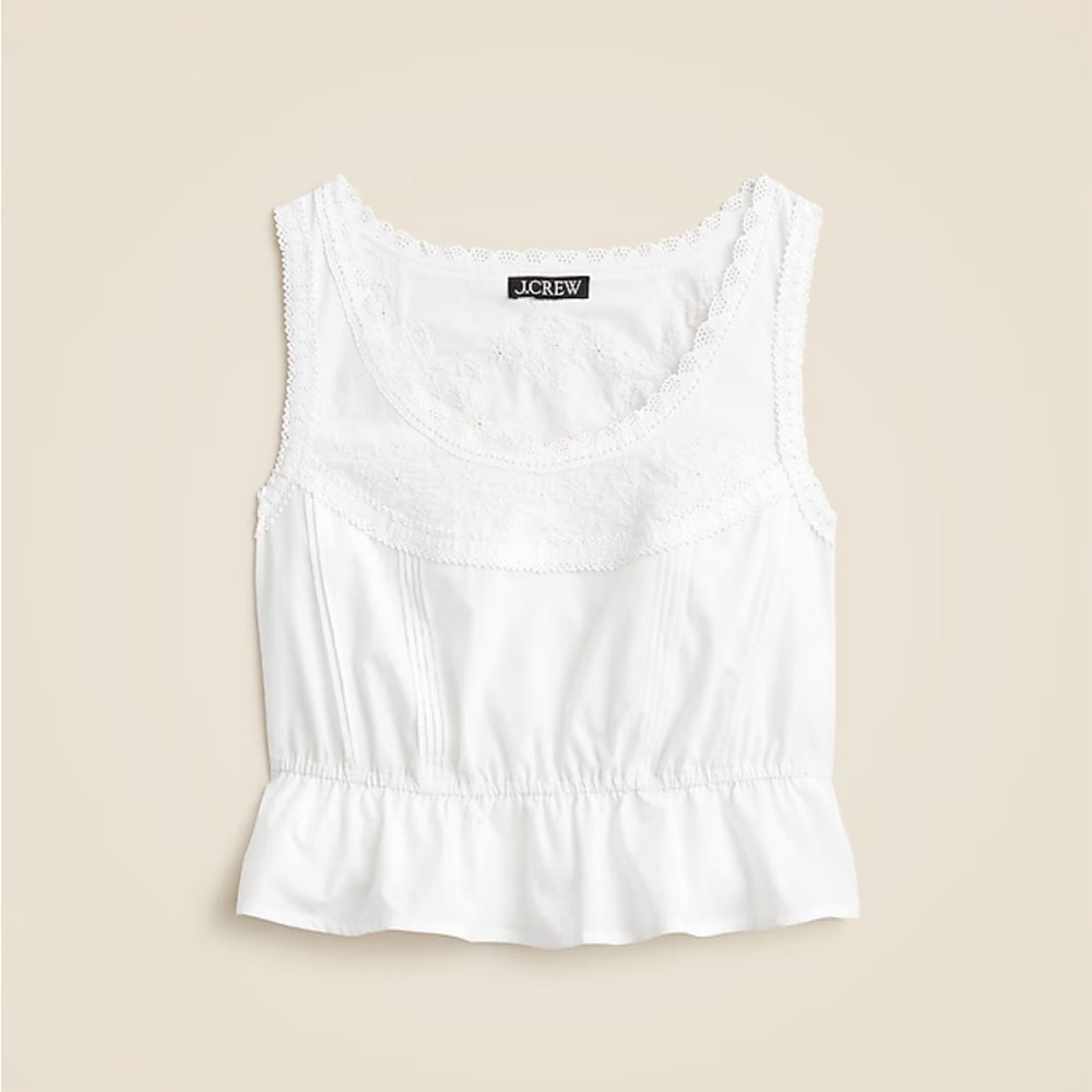 J. Crew Flutter hem White Sleeveless Cotton Tank Top - NWT